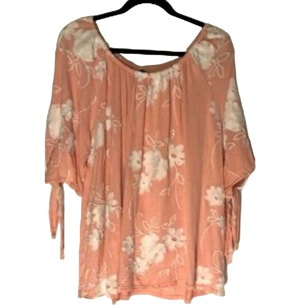 Liv Los Angeles Heavily Embroidered Top Blouse Shirt Plus 1X Boho Festival